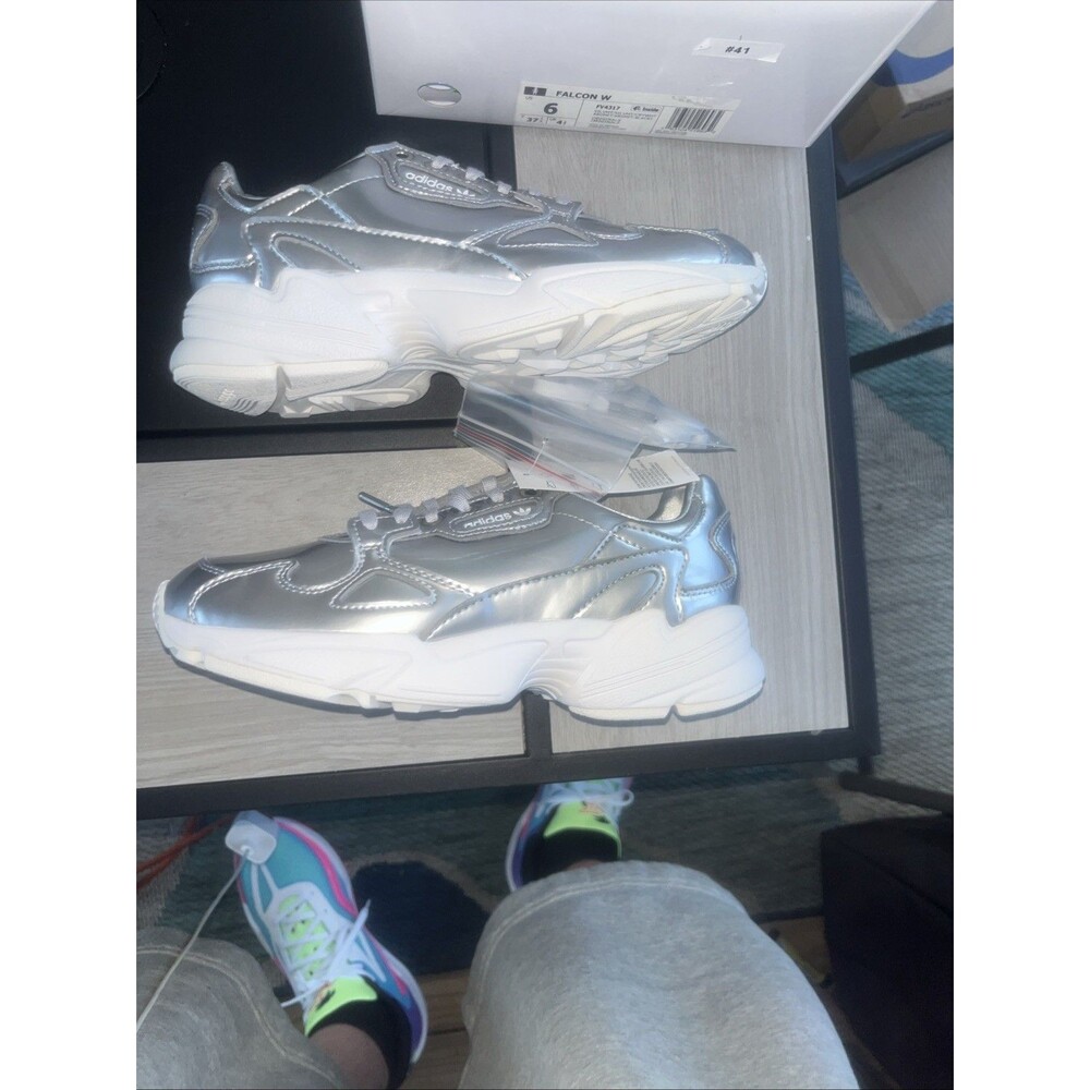 Size 6 - adidas Falcon Silver Metallic W